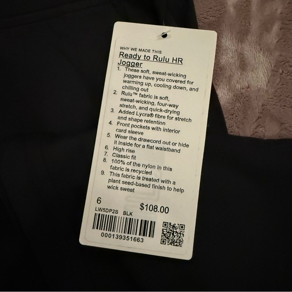 NWT Lululemon ready to rulu black jogger pants 6 - Picture 2 of 3